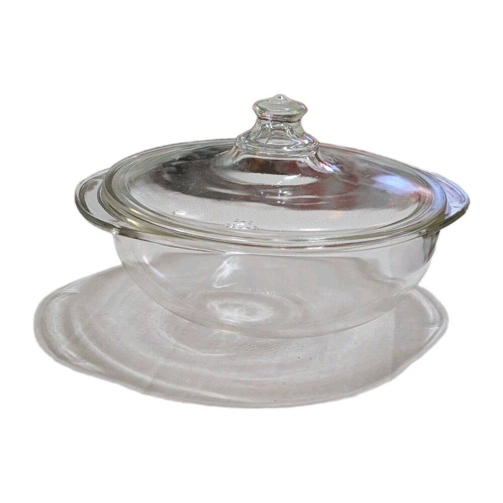 Vintage Pyrex 023 1.5 Qt Clear Glass Casserole Dish With 623-C Knob Lid